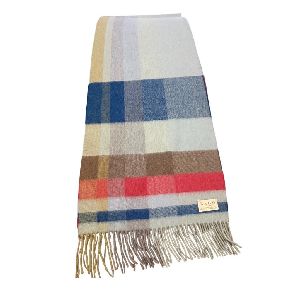 BEGG & Co. Scotland Plaid Lambswool and Angora Scarf - Picture 1 of 5
